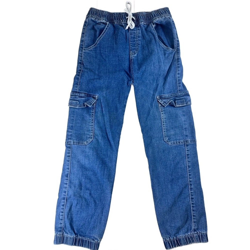 Little Bipsy Cargo Jogger Jeans Kids Size 10 Blue Denim Stretch Utility Pants